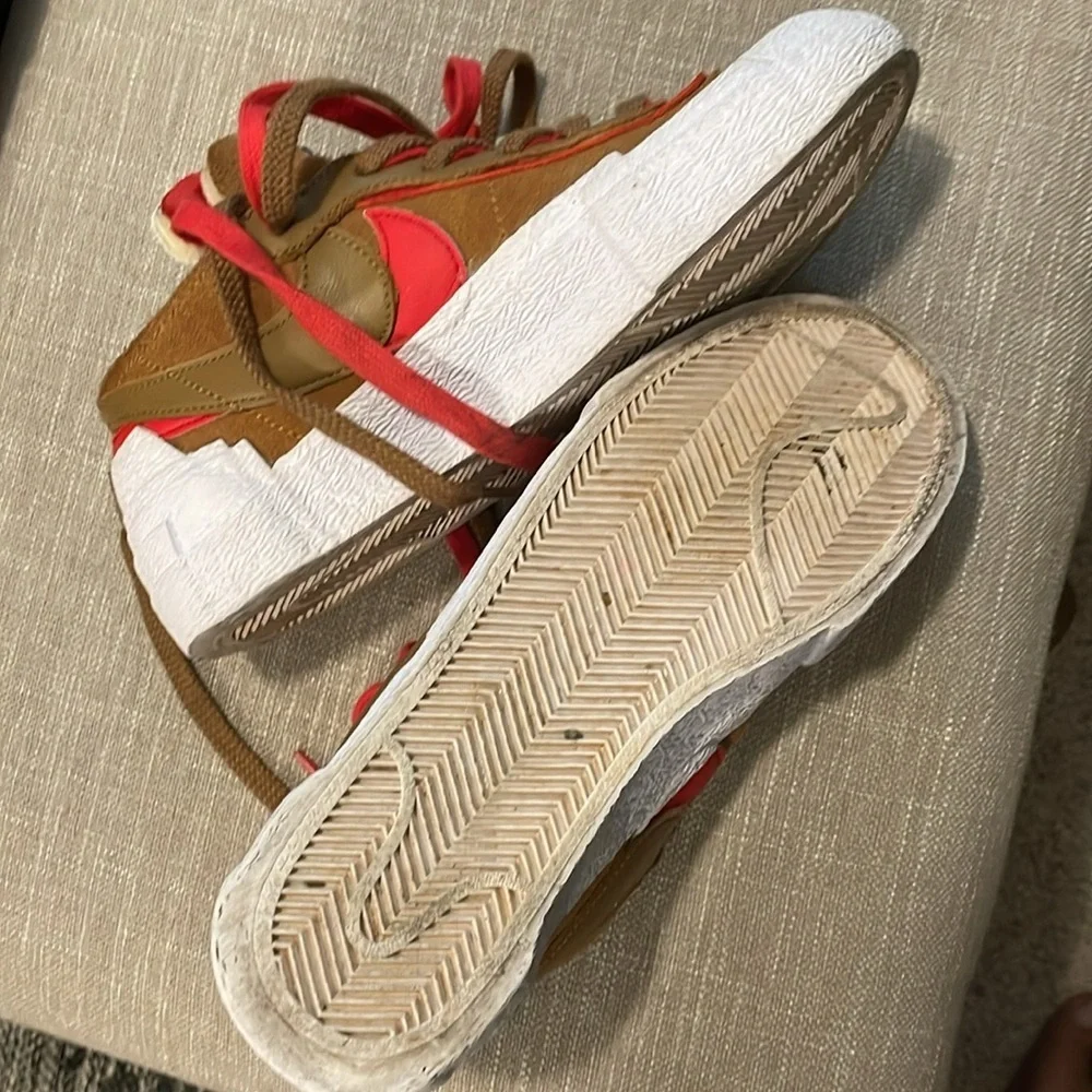 Nike Sacai Blazer Sneakers Men Size 5 LowRider Brown Red - Picture 2 of 11